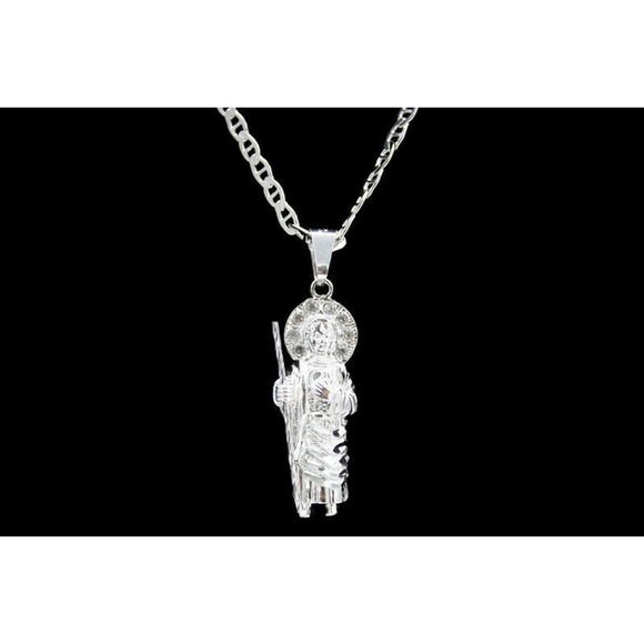 St Jude Pendant with Necklace .925 Silver Chain NEW Saint - Picture 1 of 3